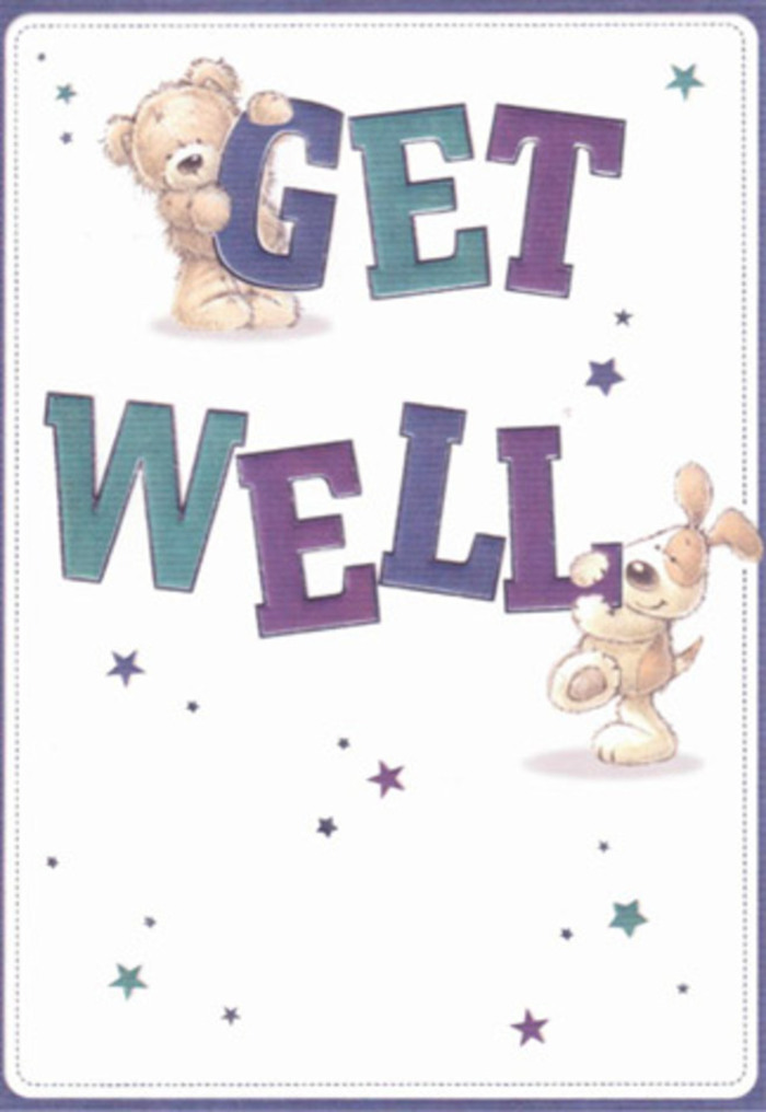 This beautifully illustrated get well card embodies gentle encouragement, tailored to the comforting rhythms of life in Crawley. At its center, a friendly bear and a loyal puppy-each depicted with delightfully fluffy textures-extend heartfelt wishes to anyone in recovery. Dancing stars in hues of sapphire, lavender, and misty aqua swirl around the scene, seeming to carry good wishes like a morning breeze across Southgate playing fields. The typography is bold and generous, each letter shaded with a painter's touch-purples blend into aquas, infusing the message with cheerful steadiness. One can almost feel the softness of the bear's fur and the gentle give of the puppy's ears, as if these charming friends had been inspired by a stroll along Crawley's bustling Queen's Square. The mood is light and welcoming, the crisp white background lending clarity and hope-qualities we strive for in every Flower Delivery Crawley bouquet sent across the area, from Three Bridges to Maidenbower. Together, the thoughtful illustration and lively type create a sense of touch and presence that lifts the spirits, just as a hand-delivered bouquet does. Envision sharing this card alongside a spray of spring flowers-the gestures combine to radiate pure positivity and heartfelt care to anyone in need of comfort.