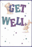 With its joyful spirit, this get well card captures the essence of warmth and optimism celebrated throughout Crawley. Two endearing characters-a teddy bear with gentle brown fur and a lively puppy with playful, floppy ears-leap from the page, their energy pouring into the robust, colourful letters spelling out 'Get Well.' The text features vibrant brushstrokes of indigo and teal, standing out smartly against a creamy, soft-white backdrop, lighting up the design like sunlight glinting off the ponds in Tilgate Park. Twinkling blue and purple stars scatter across the card, infusing a sense of magic and hope-as if well-wishes themselves are drifting and settling wherever they are needed most. Every detail, from the tactile rendering of the bear's fluff to the velvety look of the puppy's coat, creates a sense of comfort you can almost feel, akin to the embrace of a friend or the gentle caress of petals from a bouquet delivered by a caring Crawley florist. This card isn't simply a message-it's an emotional balm, a celebration of kindness that mirrors our own dedication to lifting the spirits of those recovering throughout Crawley.